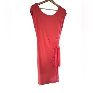 Charming Charlie Coral Midi Dress with Knot Detail